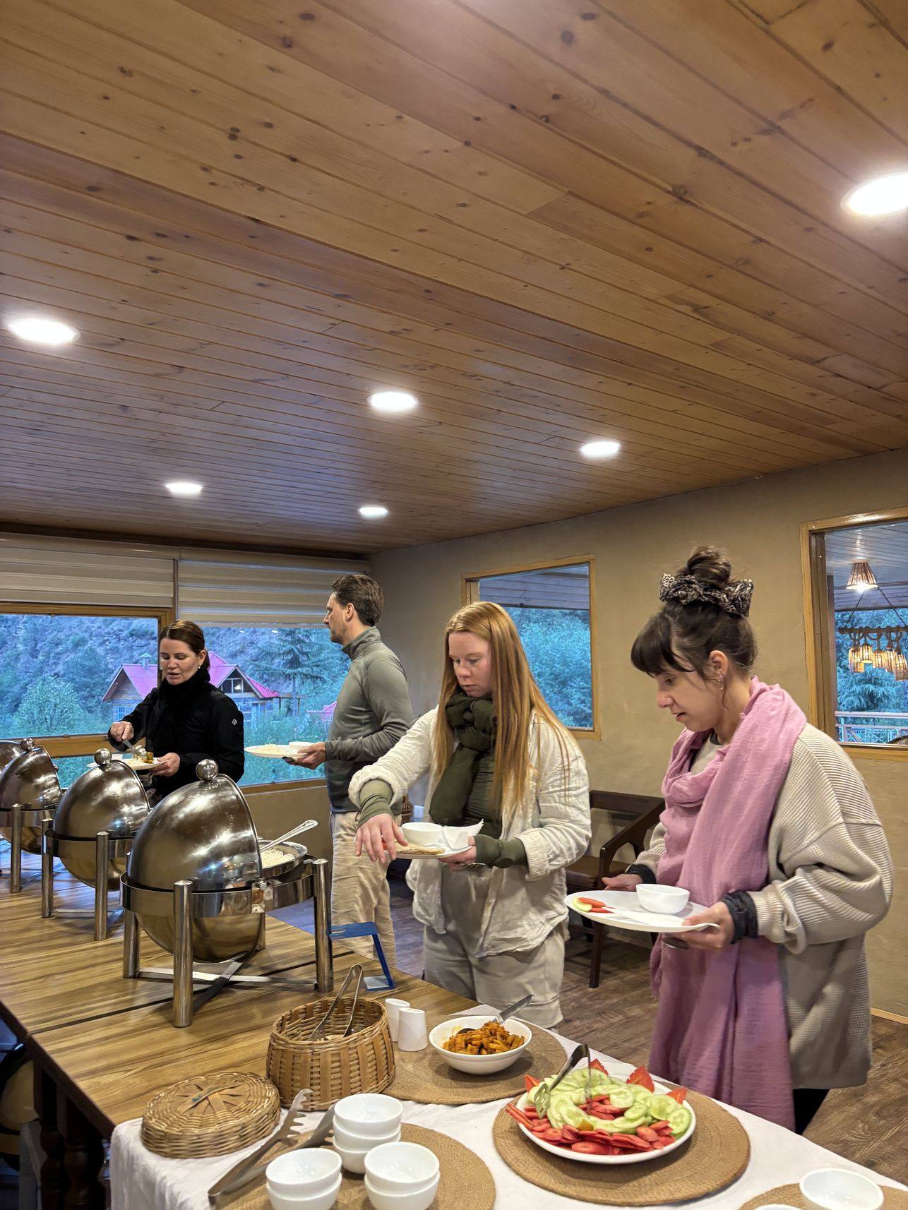 Guests at the buffet in the Kathkuni Restro