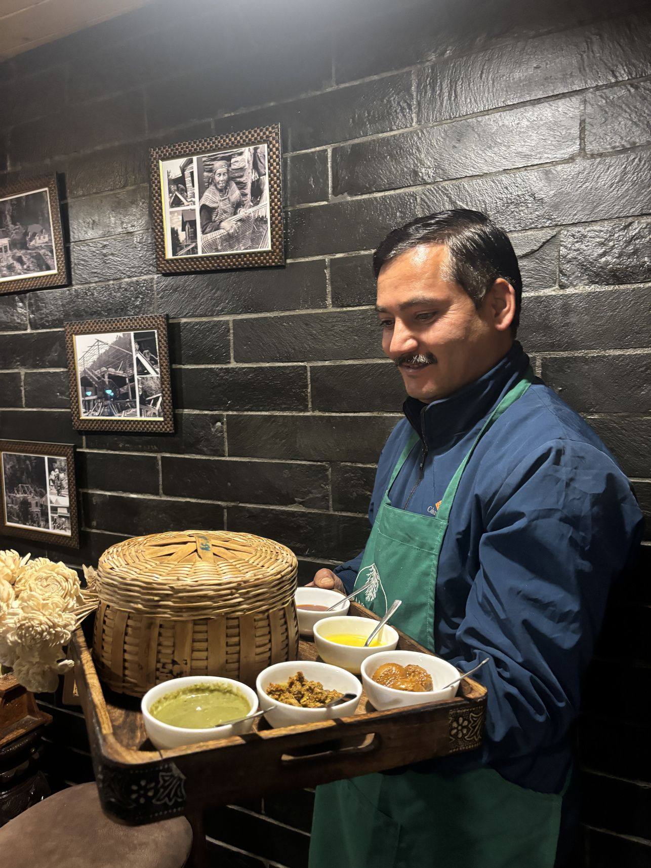 Our chef serving fresh breads and dips